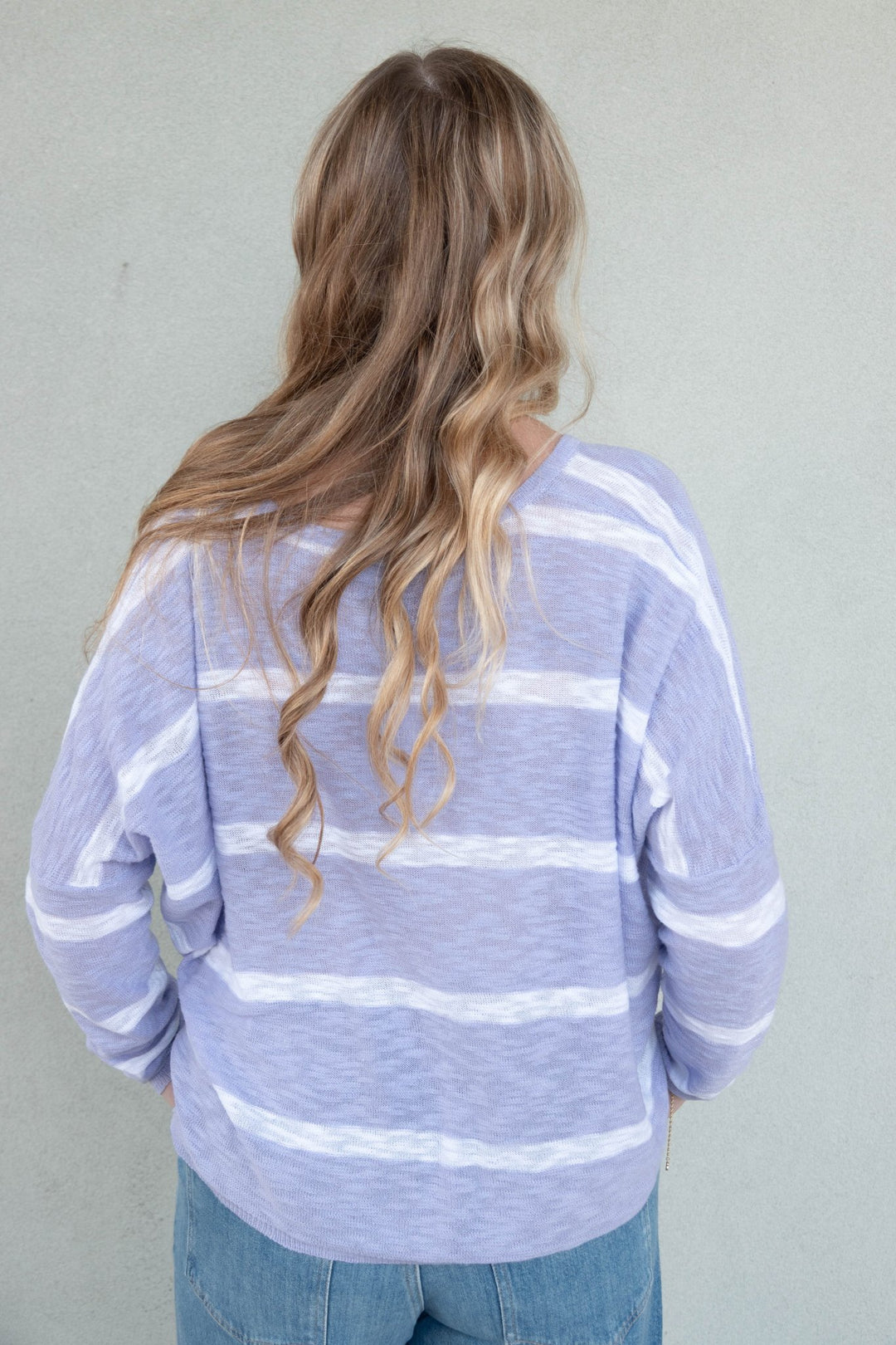 Dolphin Stripe Knit Sweater - Super Lilac - Jaffi's