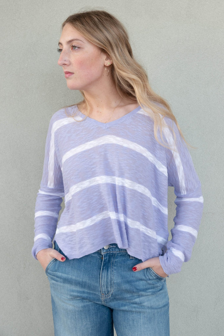 Dolphin Stripe Knit Sweater - Super Lilac - Jaffi's
