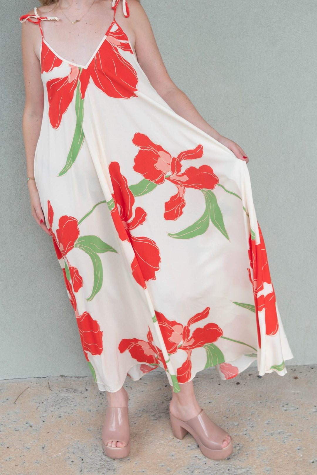 Double V Maxi Dress - Natural Orange - Jaffi's