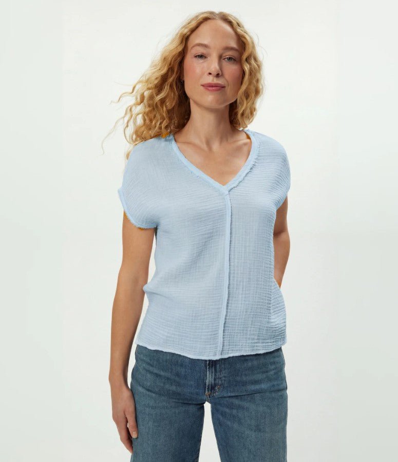 Draya Gauze V Neck Top - Splash - Jaffi's