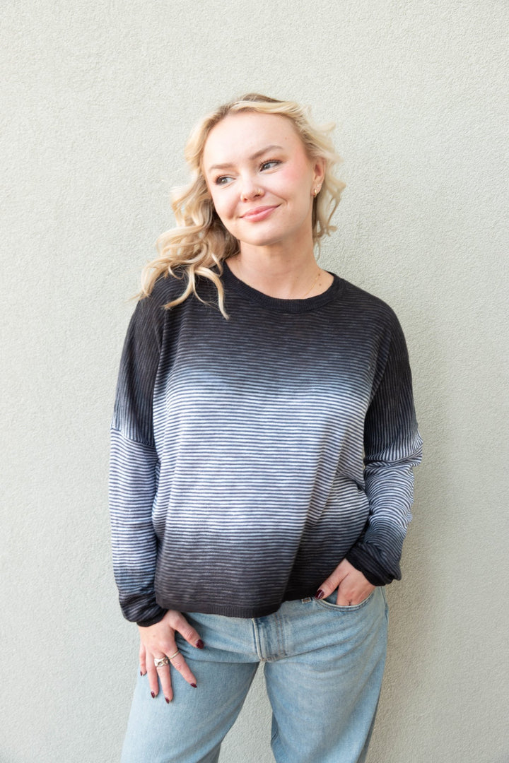 Duo Dip Knit Sweater - Honest Indigo Stripe - Jaffi&