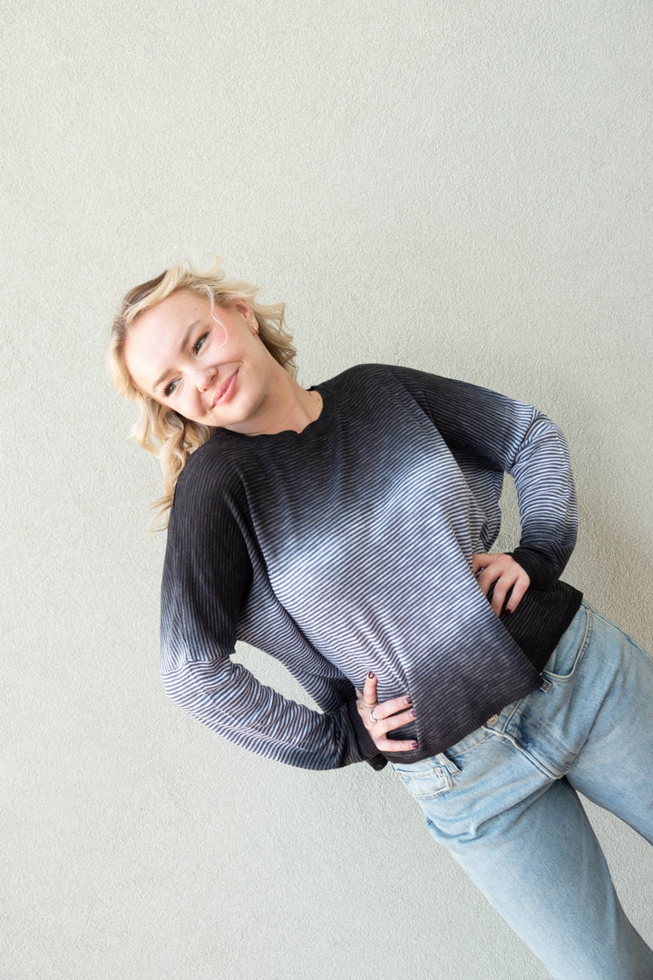 Duo Dip Knit Sweater - Honest Indigo Stripe - Jaffi&