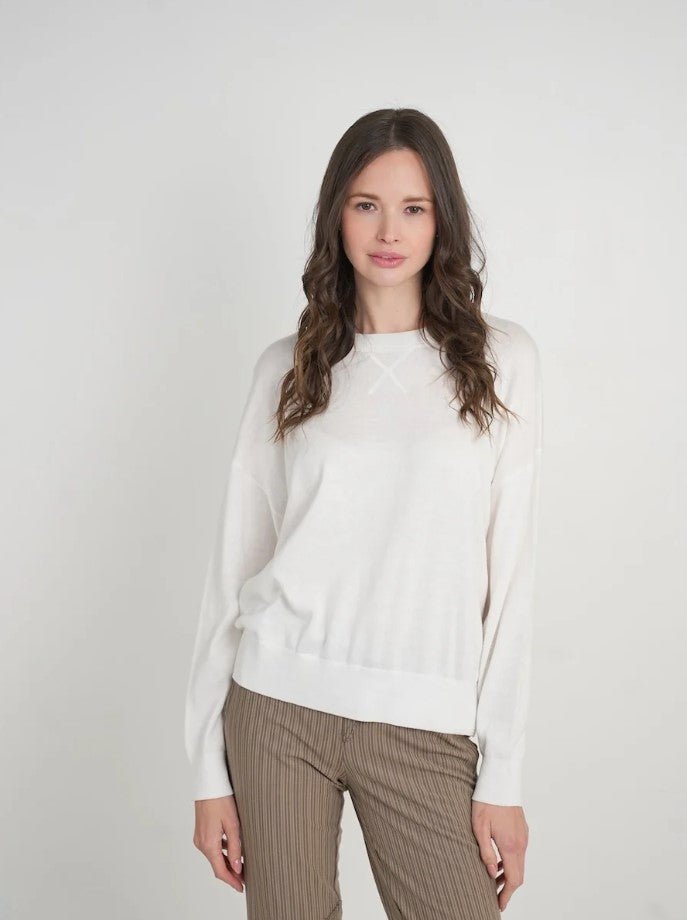Ease Knit Sweater - White - Jaffi&