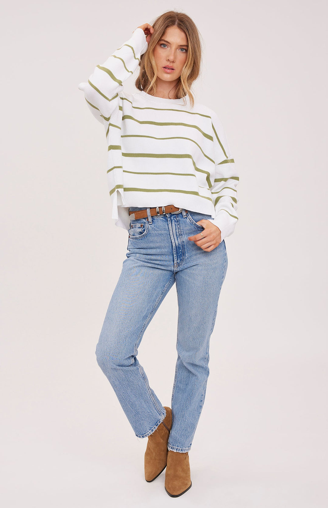 Echo Stripe Pullover Sweater - Meadow Stripe - Jaffi's