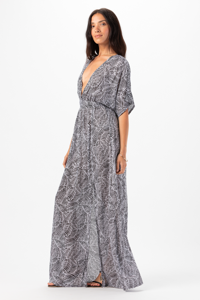 
                  
                    Elise Maxi Dress - Geo Palms Black
                  
                