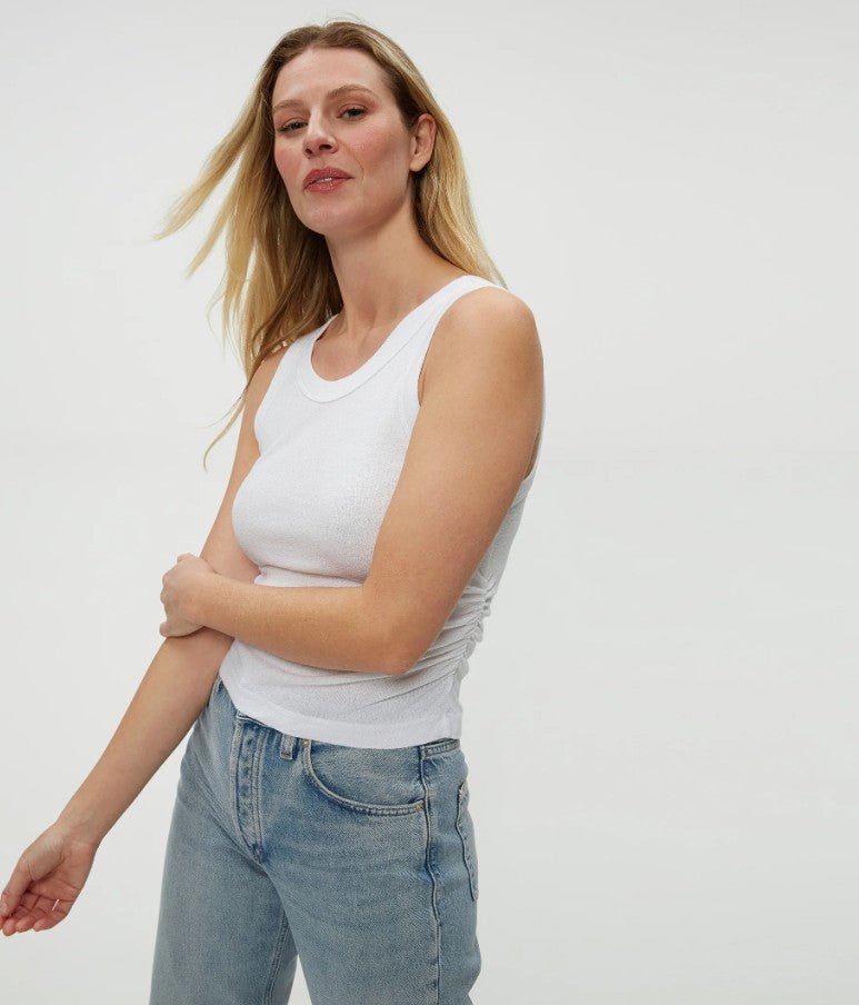 Ella Shine Crop Tank - White - Jaffi's