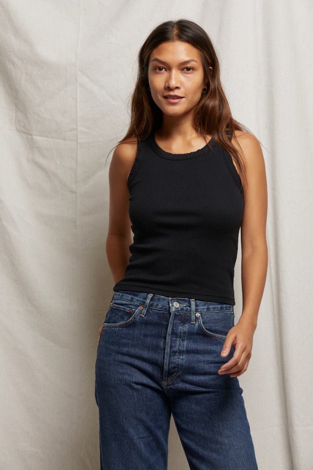 Elle Rib Tank - True Black - Jaffi's