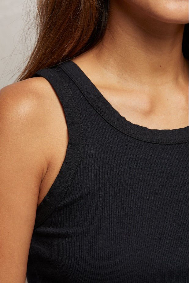Elle Rib Tank - True Black - Jaffi's