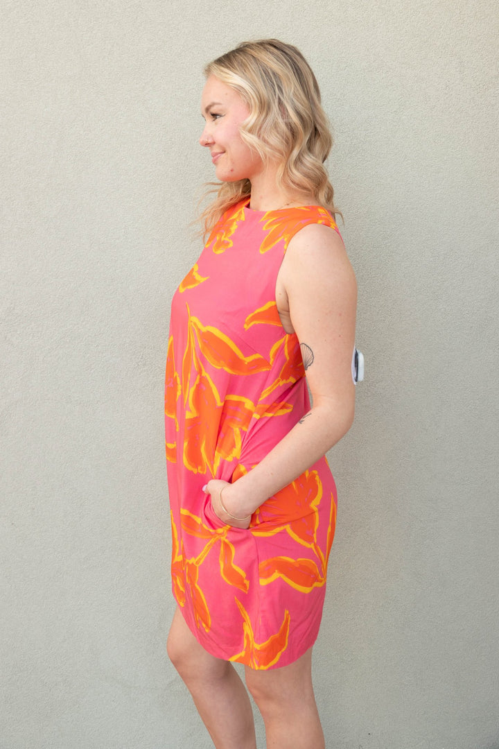 Elodie Shift Mini Dress - Pink Pop Floral - Jaffi's