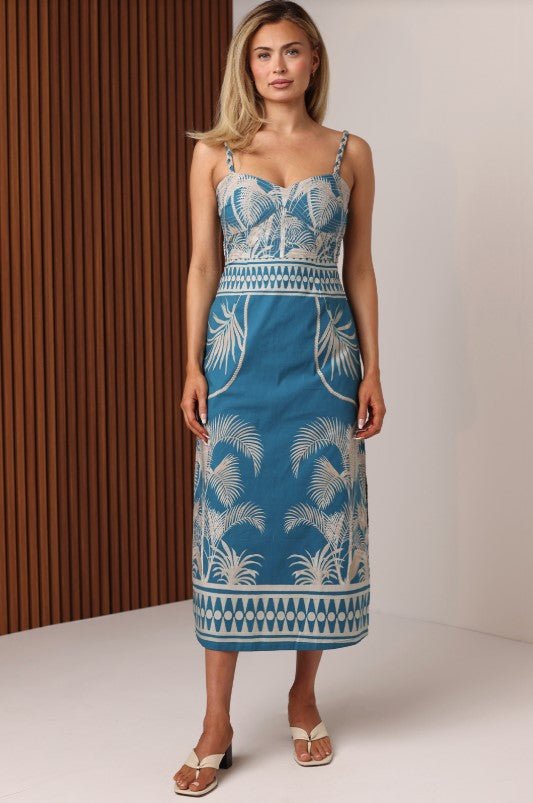 Eloise Midi Dress - Indigo Oasis - Jaffi's