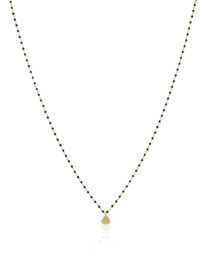 Elsa Mini Heart Necklace Green - Jaffi's