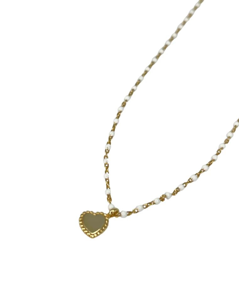 Elsa Mini Heart Necklace White