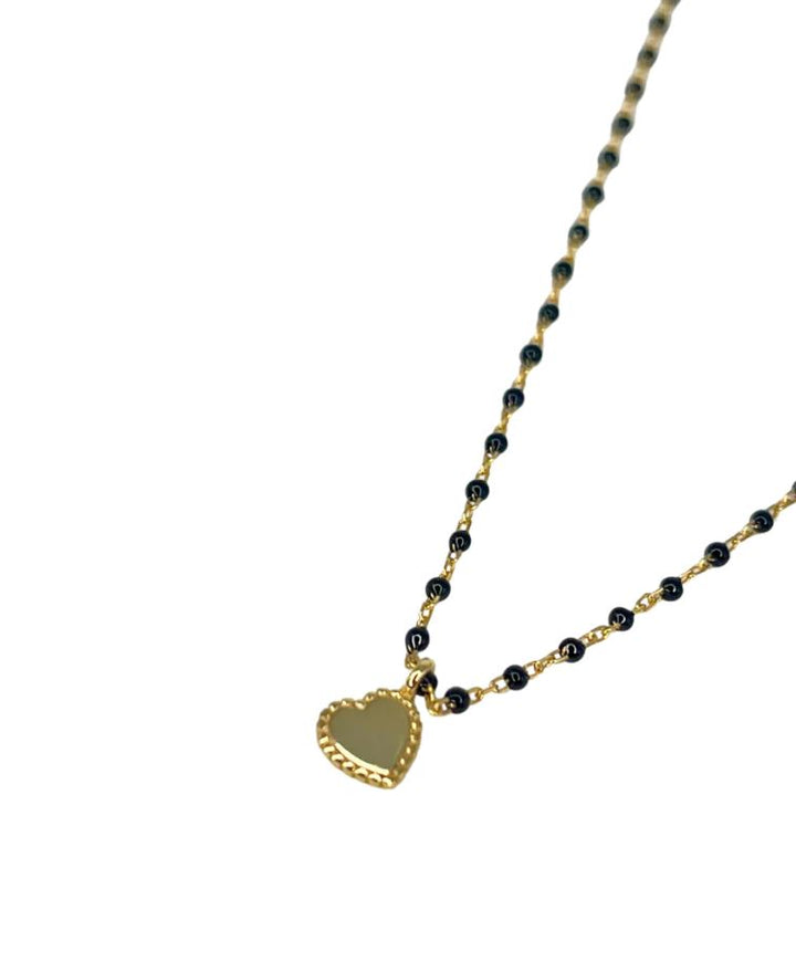 Elsa Mini Heart Necklace Black