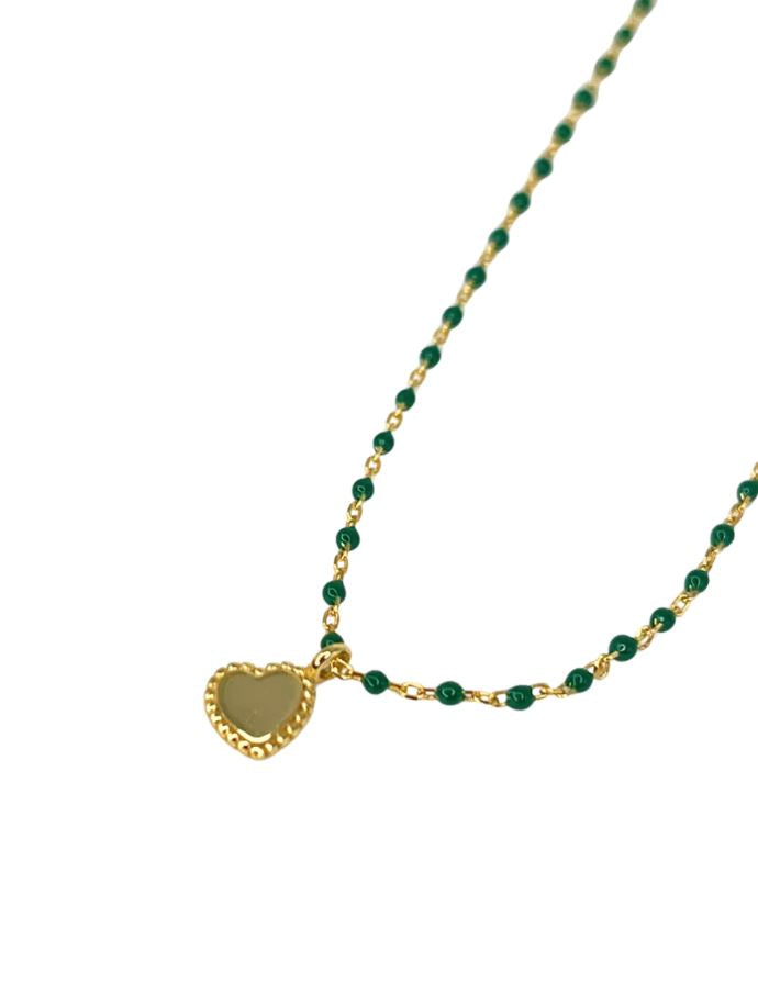 Elsa Mini Heart Necklace Green