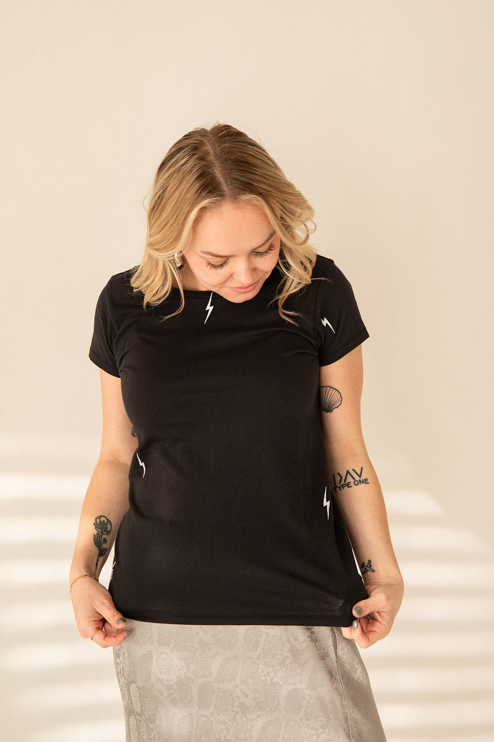 Embroidered Bolt Tee - Black - Jaffi's