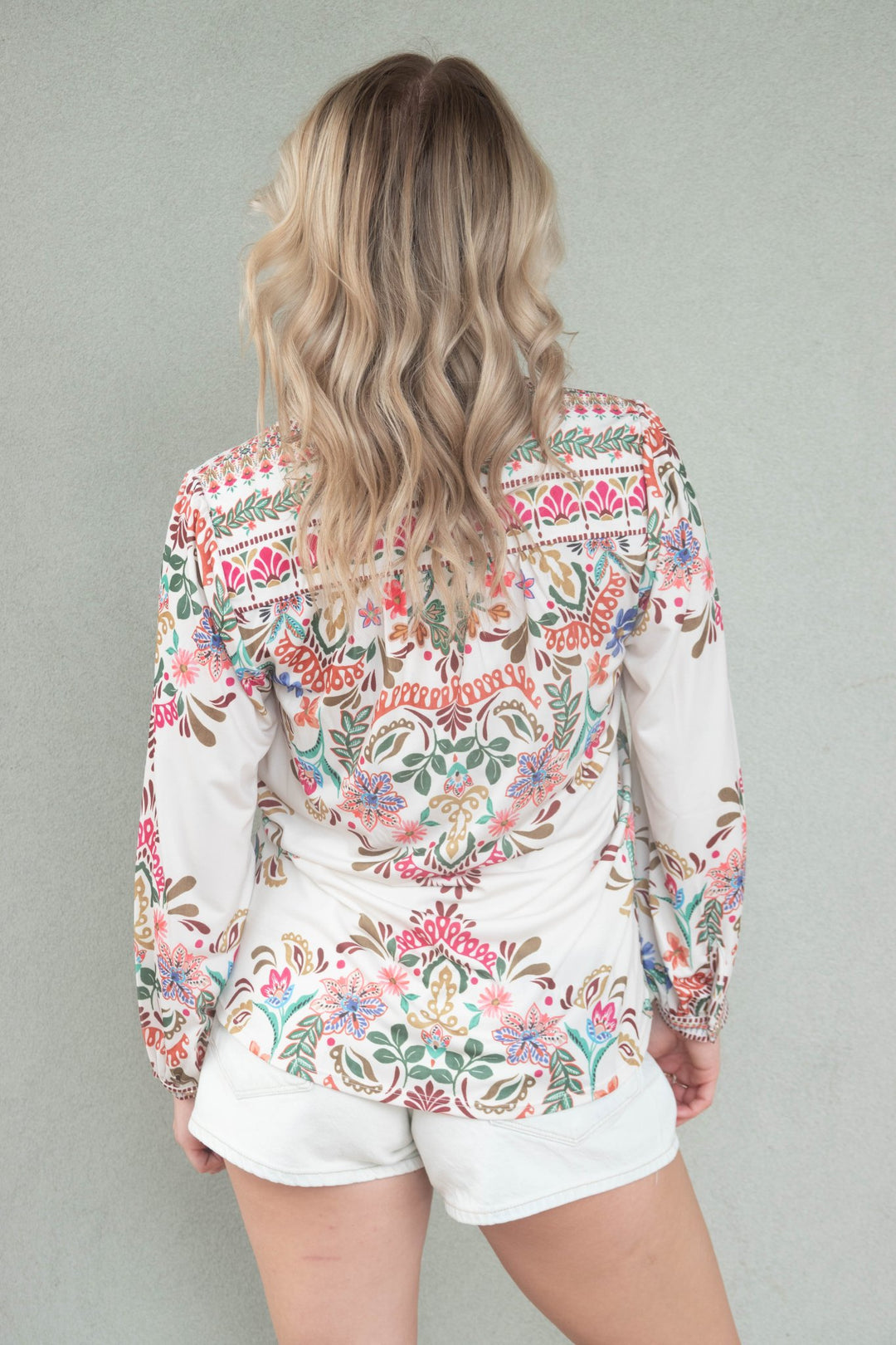 Emiliana Blouse - Ivory Print - Jaffi's