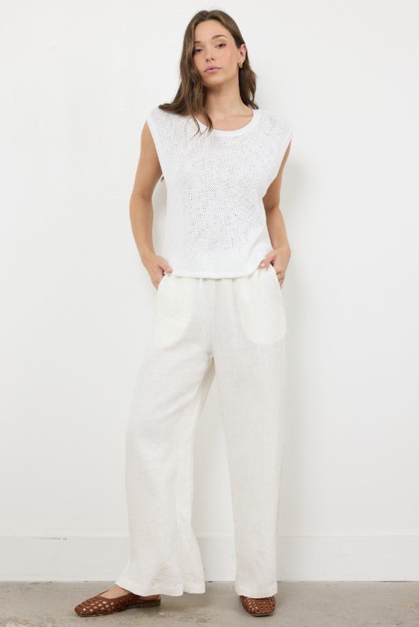 Eve Crochet Knit Muscle Tank - White - Jaffi's