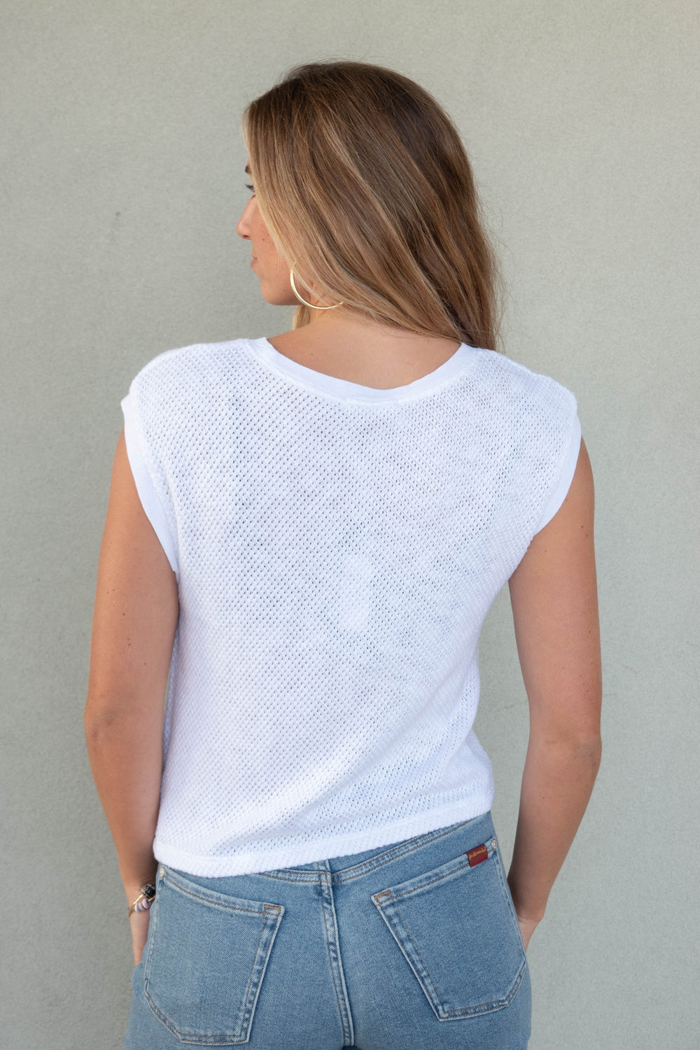 Eve Crochet Knit Muscle Tank - White - Jaffi's