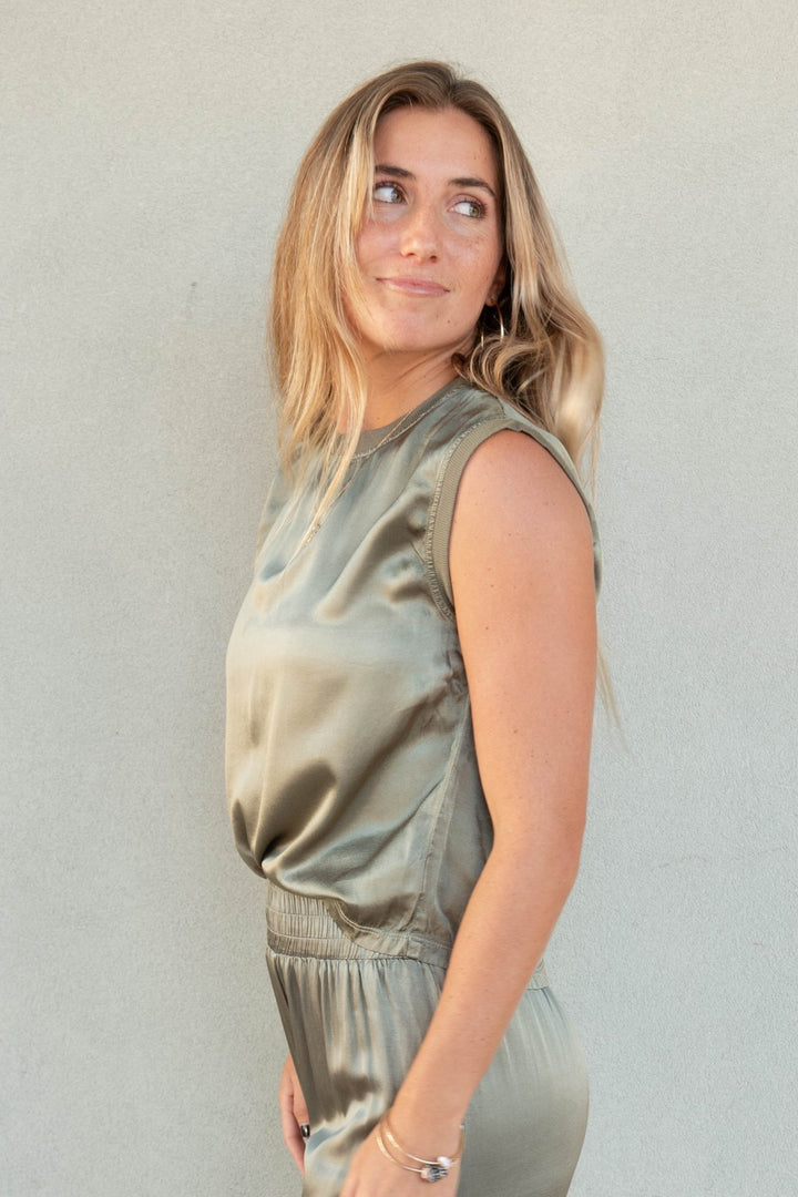 Eve Muscle Satin Tank - Willow - Jaffi's
