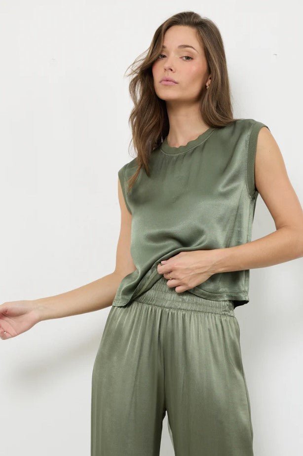 Eve Muscle Satin Tank - Willow - Jaffi's