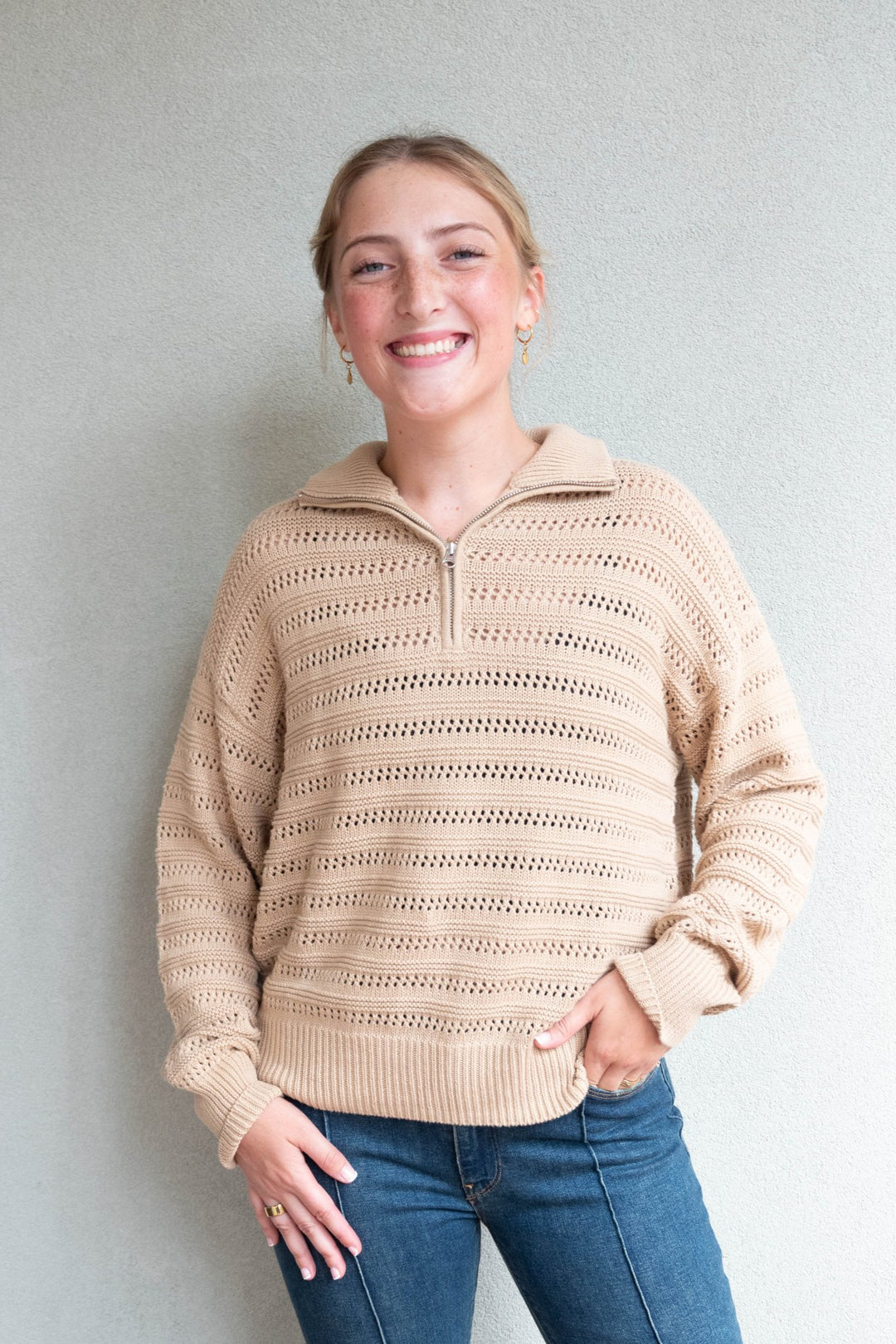 Everly Half Zip Pullover - Dune - Jaffi's