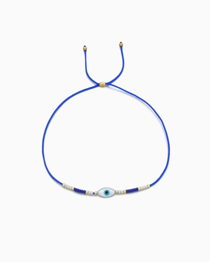 Evil Eye Cord Bracelet - Blue