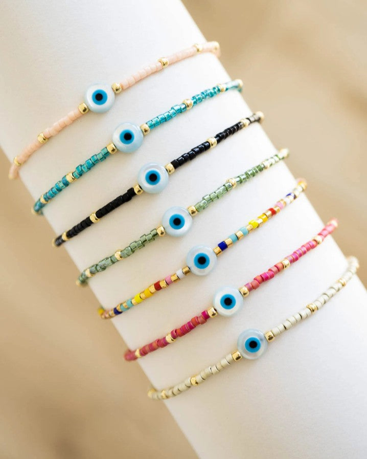 Evil Eye Beaded Bracelet - Black