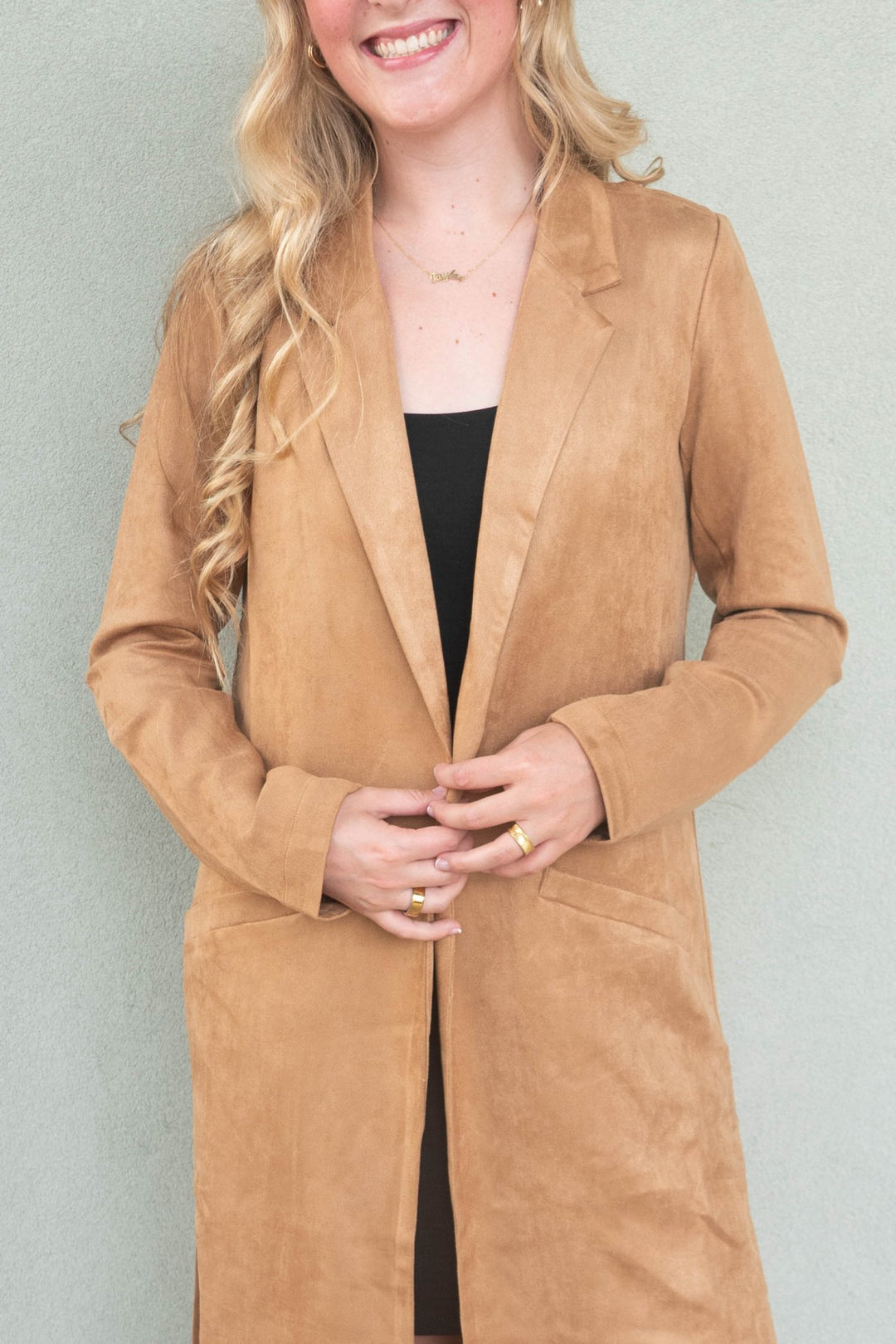 Faux Suede Duster - Camel - Jaffi's