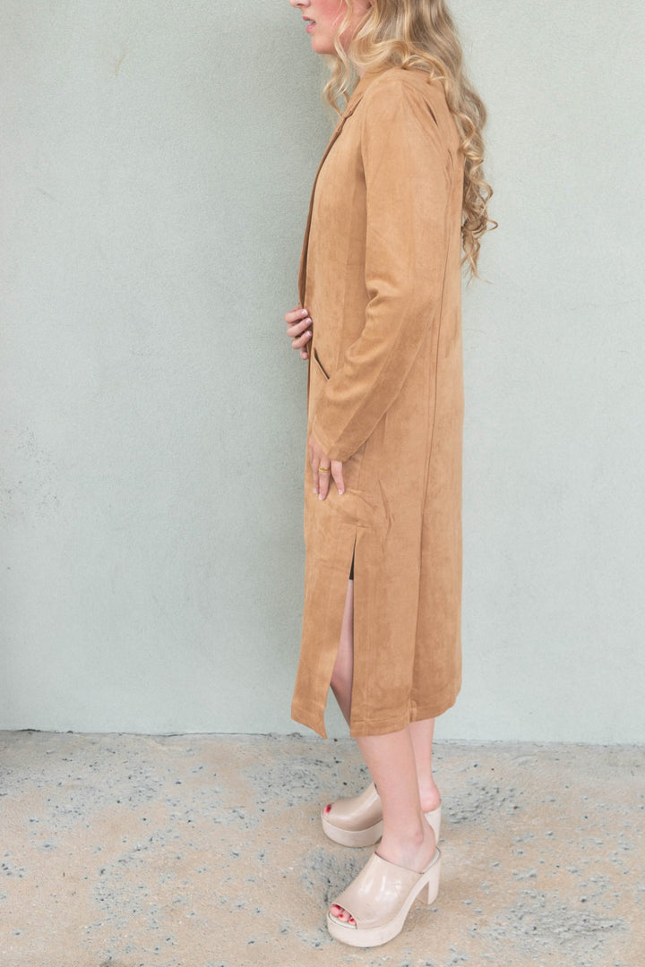 Faux Suede Duster - Camel - Jaffi's