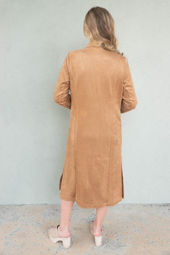 Faux Suede Duster - Camel - Jaffi's