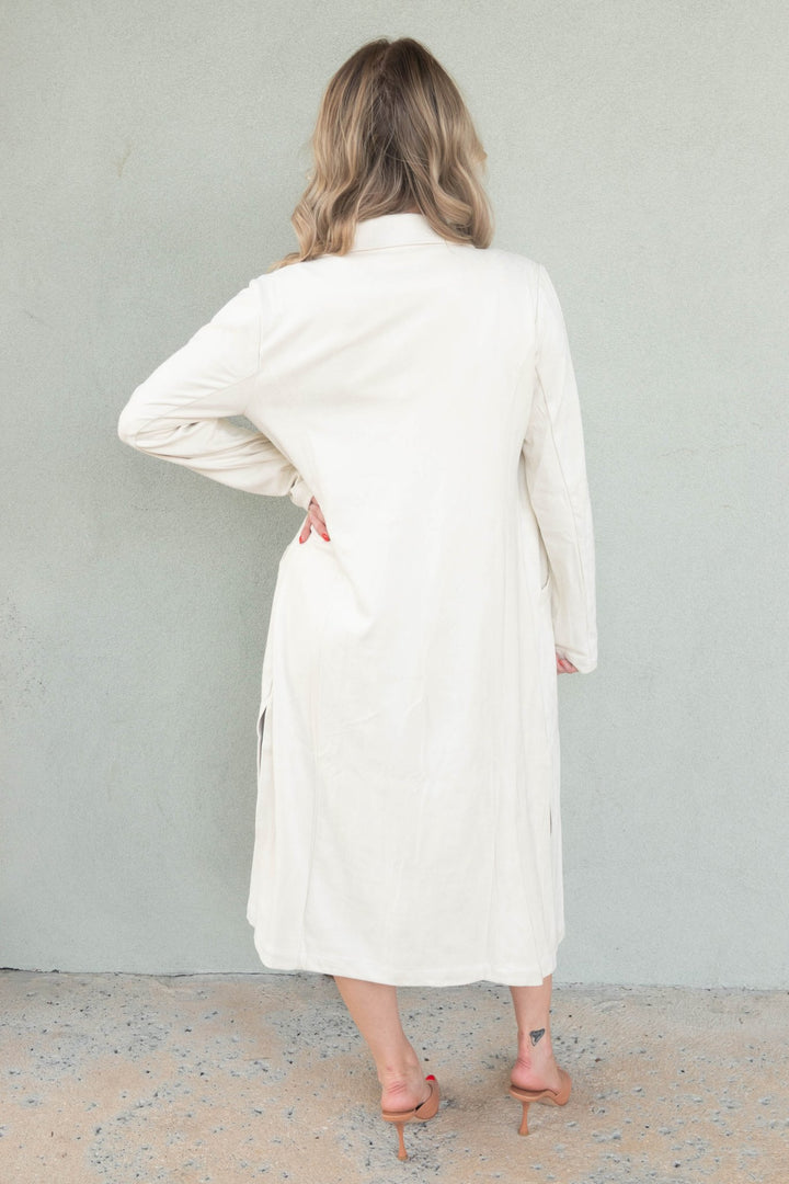 Faux Suede Duster - Cream - Jaffi's