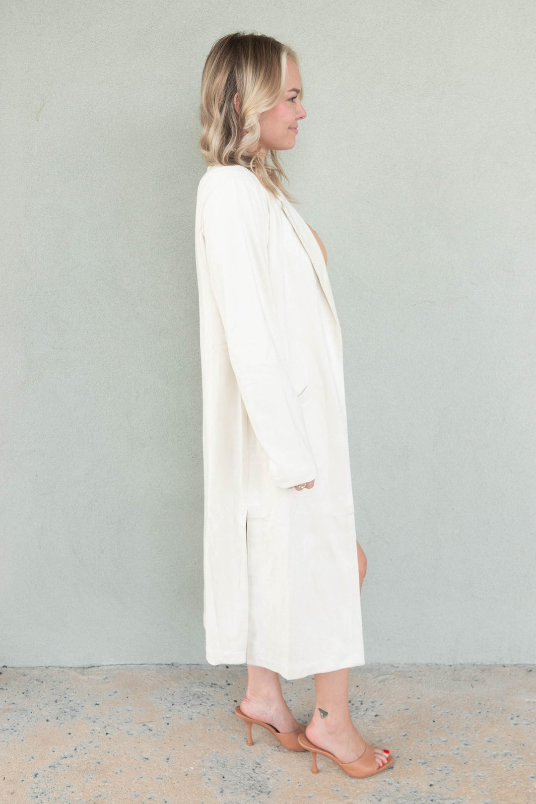 Faux Suede Duster - Cream - Jaffi's