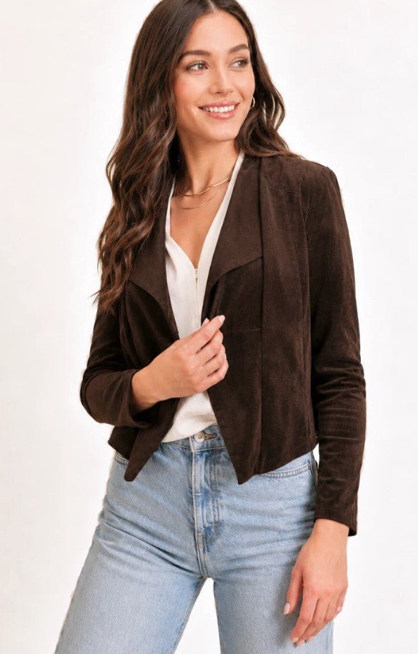 Faux Suede Jaime Jacket - Dark Chocolate - Jaffi&