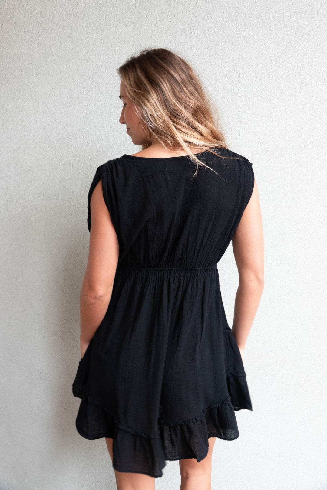 Faye Coverup Mini Dress - Black - Jaffi's