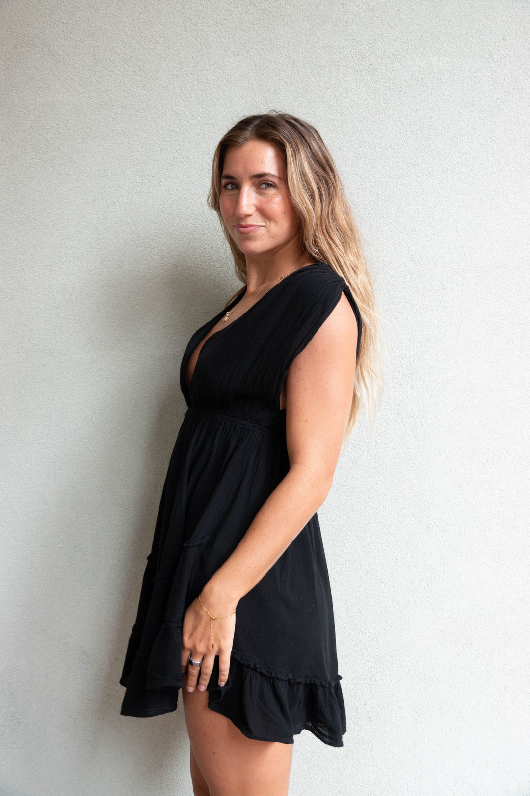 Faye Coverup Mini Dress - Black - Jaffi's