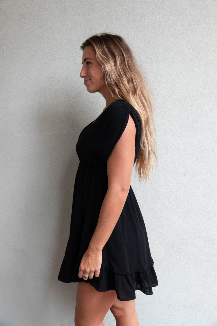 Faye Coverup Mini Dress - Black - Jaffi's
