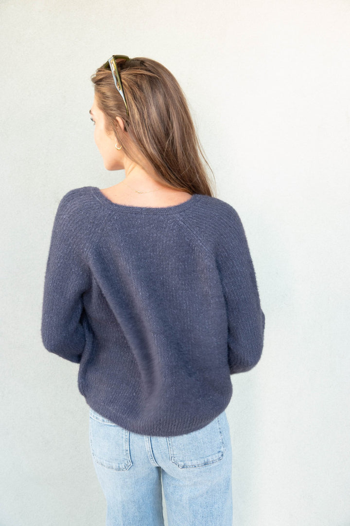 Filomena V Neck Sweater - Smoke - Jaffi&