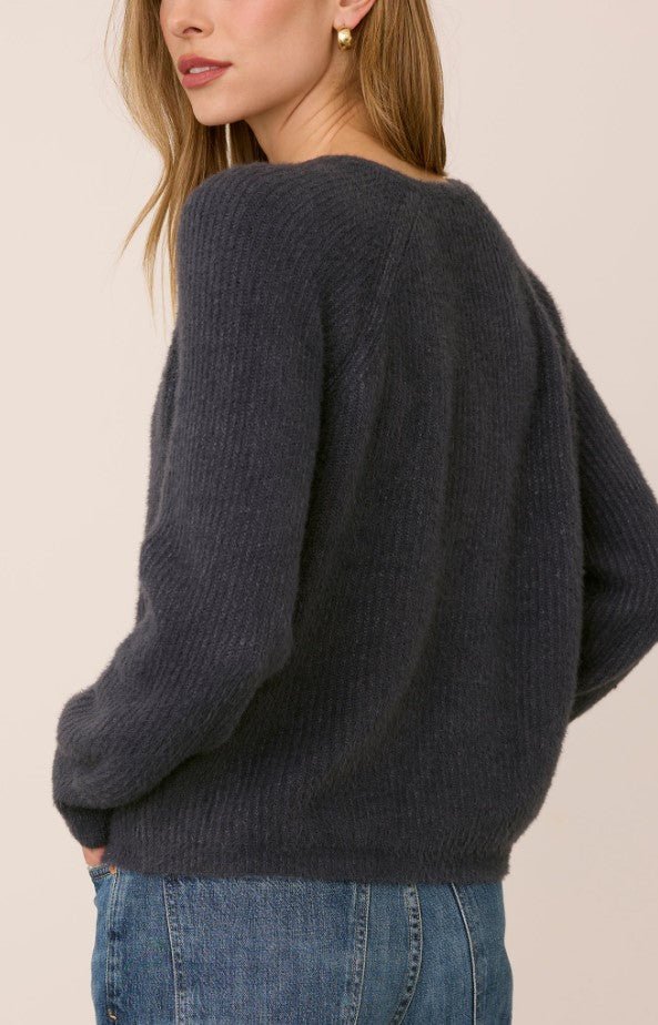Filomena V Neck Sweater - Smoke - Jaffi&