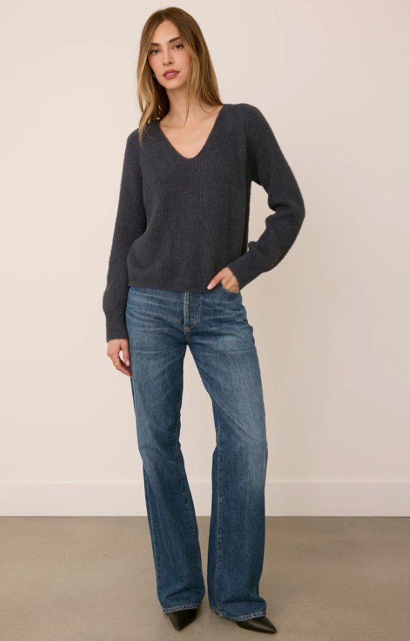 Filomena V Neck Sweater - Smoke - Jaffi&