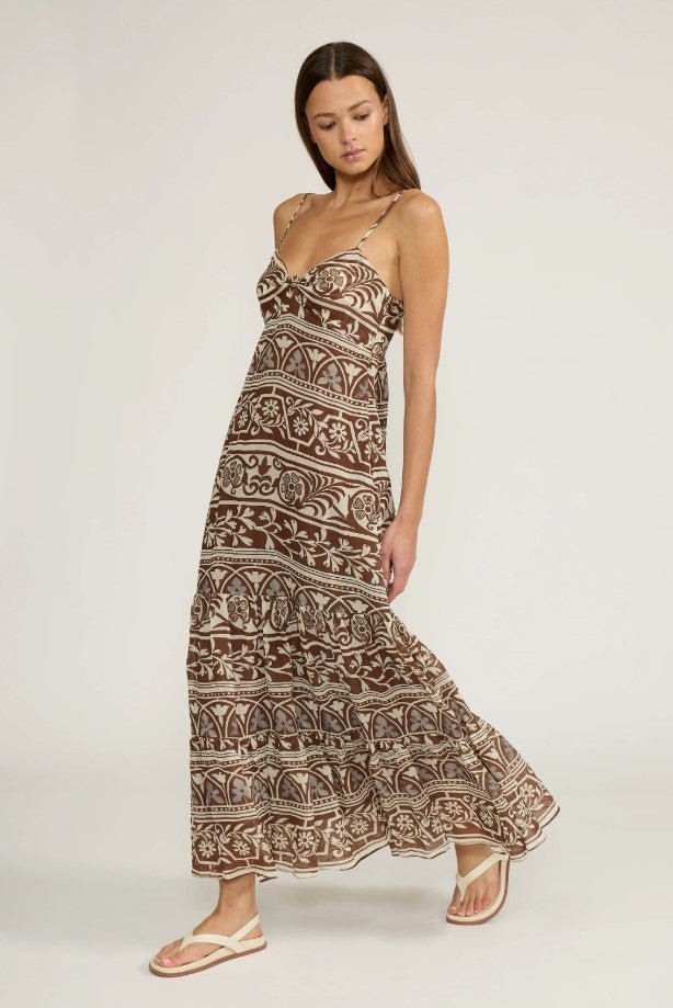 Fiona Maxi Dress - Brown/Cream - Jaffi's