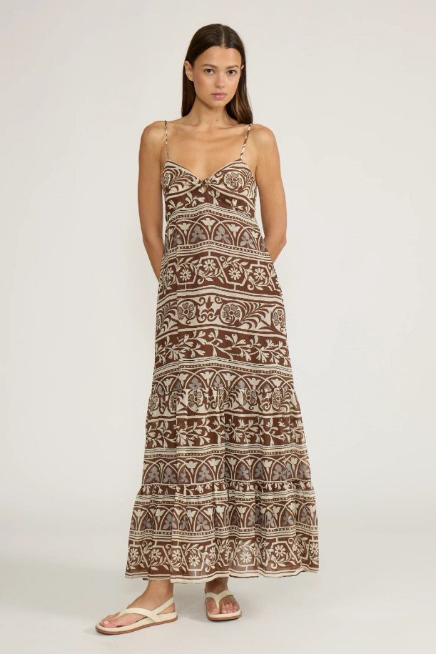 Fiona Maxi Dress - Brown/Cream - Jaffi's