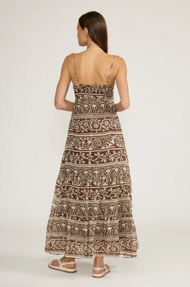 Fiona Maxi Dress - Brown/Cream - Jaffi's