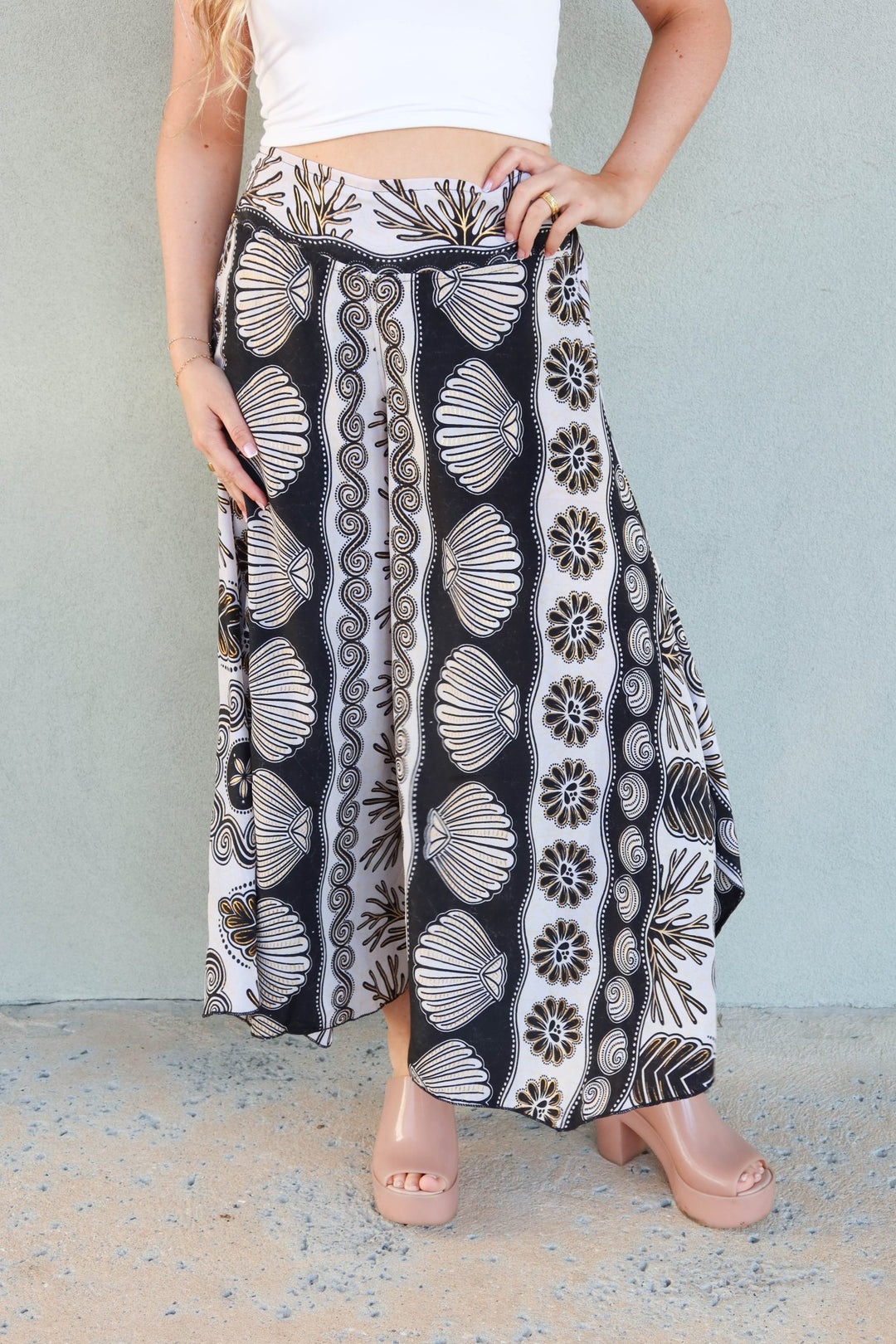 Fishtail Pant - Seashell Print - Jaffi's