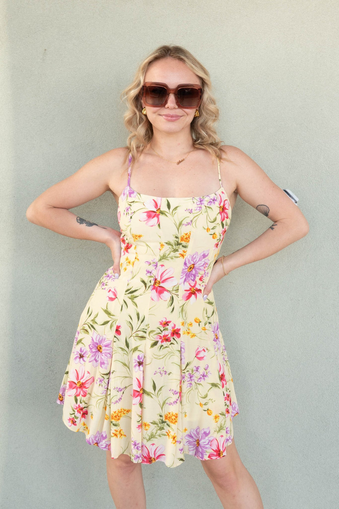 Floral Tank Dress - Butter Multi - Jaffi's