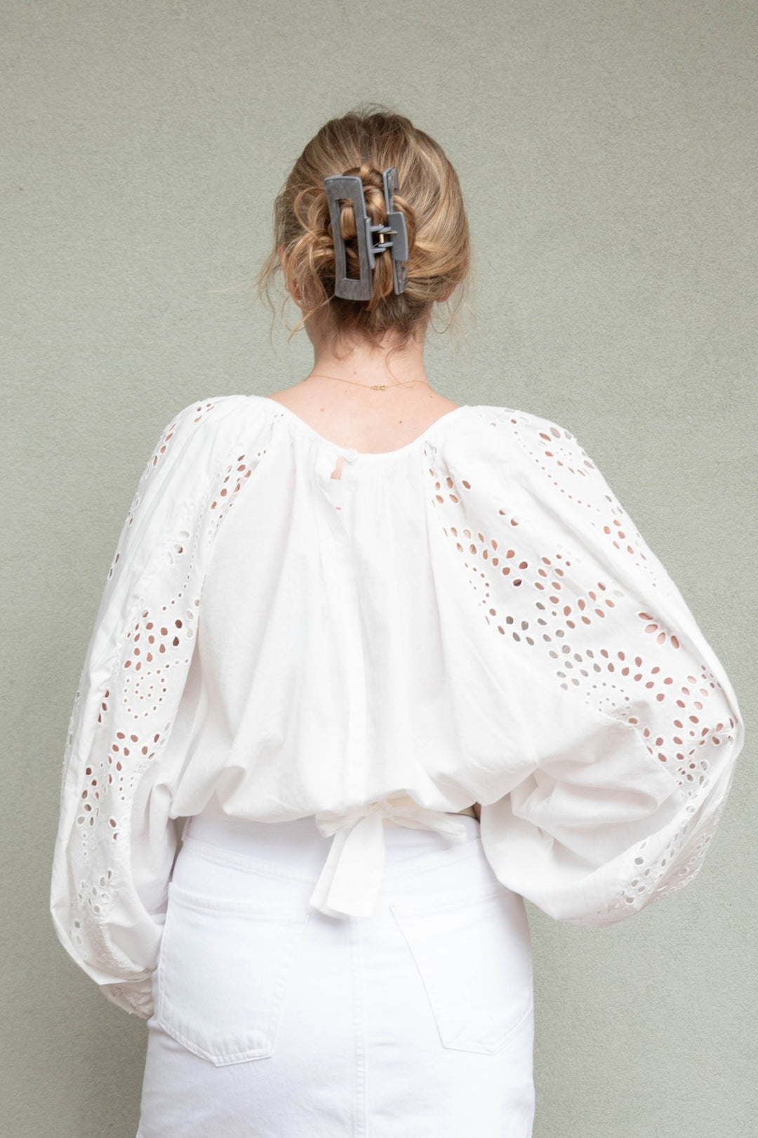 Florentina Eyelet Top - Bone - Jaffi's
