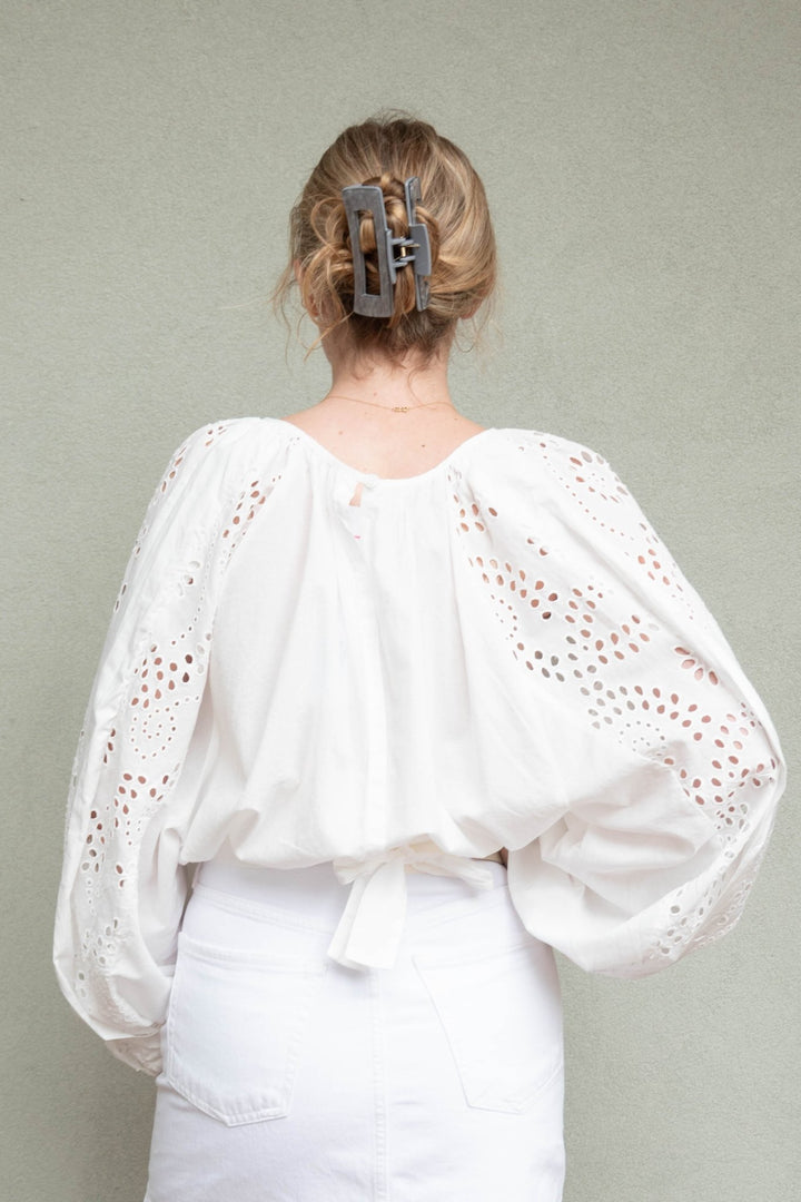 Florentina Eyelet Top - Bone - Jaffi's