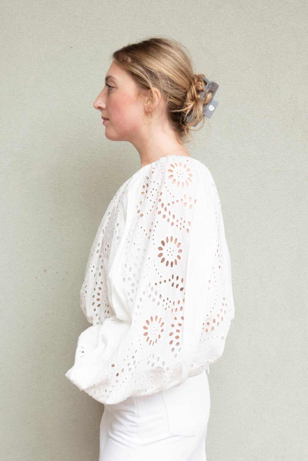 Florentina Eyelet Top - Bone - Jaffi's