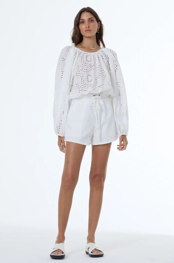 Florentina Eyelet Top - Bone - Jaffi's