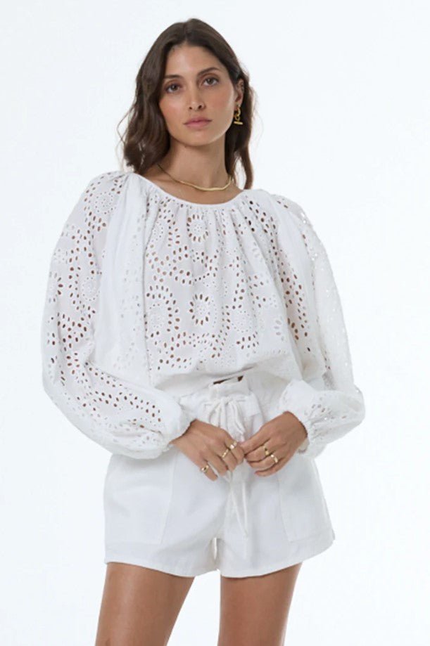 Florentina Eyelet Top - Bone - Jaffi's