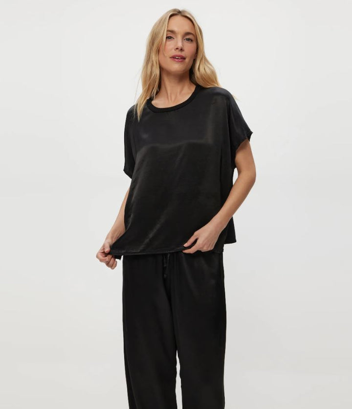 Satin Flow Tee - Black